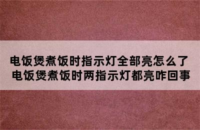 电饭煲煮饭时指示灯全部亮怎么了 电饭煲煮饭时两指示灯都亮咋回事